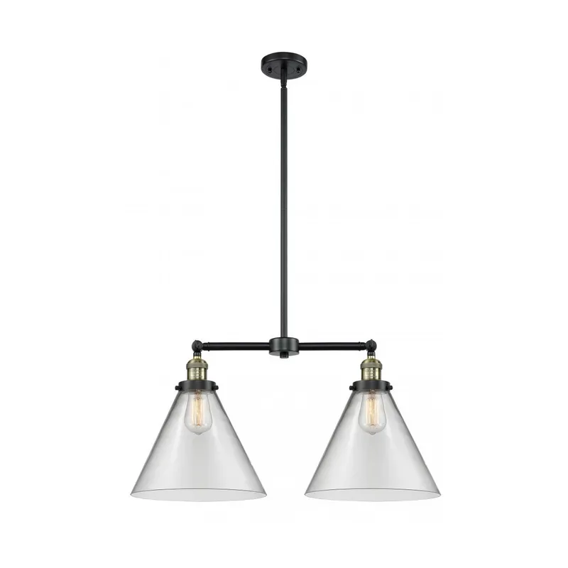 Franklin Restoration X-Large Cone LED 21 inch Black Antique Brass Chandelier Ceiling Light in Clear Glass, Franklin Restoration