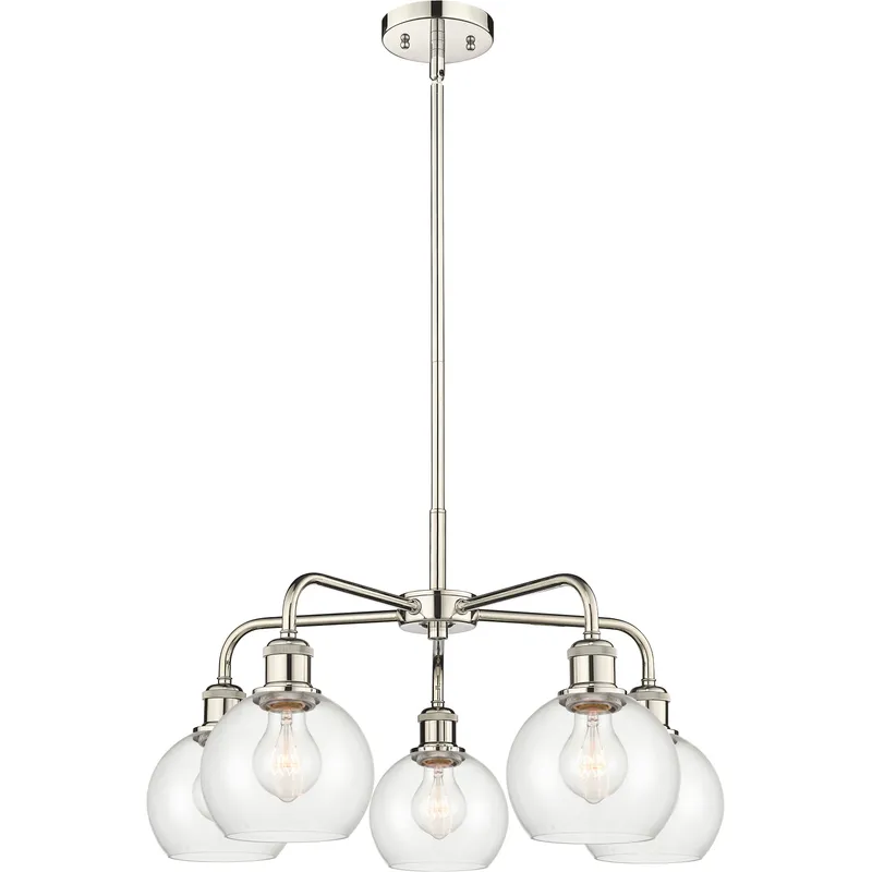 Athens 5 Light 24 inch Polished Nickel Chandelier Ceiling Light in Clear Glass