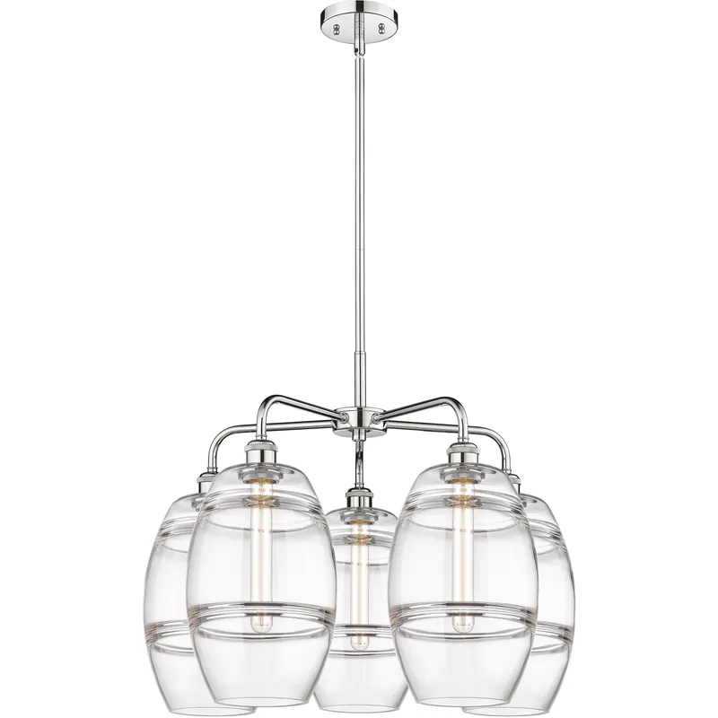 Ballston Vaz 5 Light 26 inch Polished Chrome Stem Hung Chandelier Ceiling Light