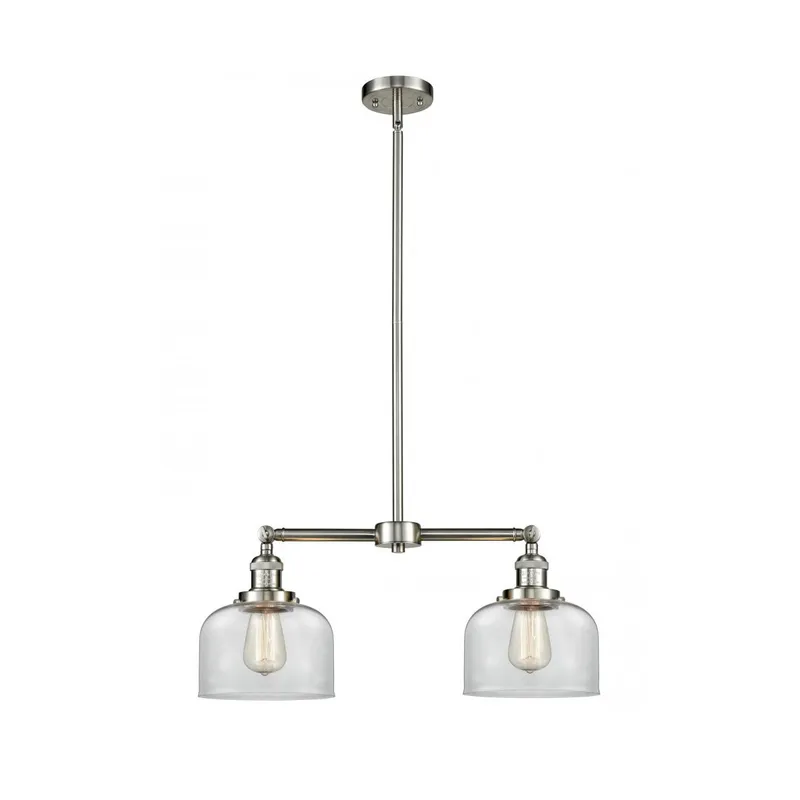 Franklin Restoration Large Bell LED 21 inch Brushed Satin Nickel Chandelier Ceiling Light in Clear Glass, Franklin Restoration