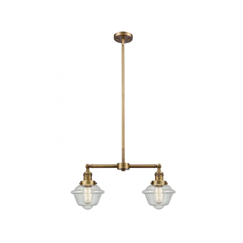 Franklin Restoration Small Oxford LED 24 inch Brushed Brass Chandelier Ceiling Light in Seedy Glass, Franklin Restoration
