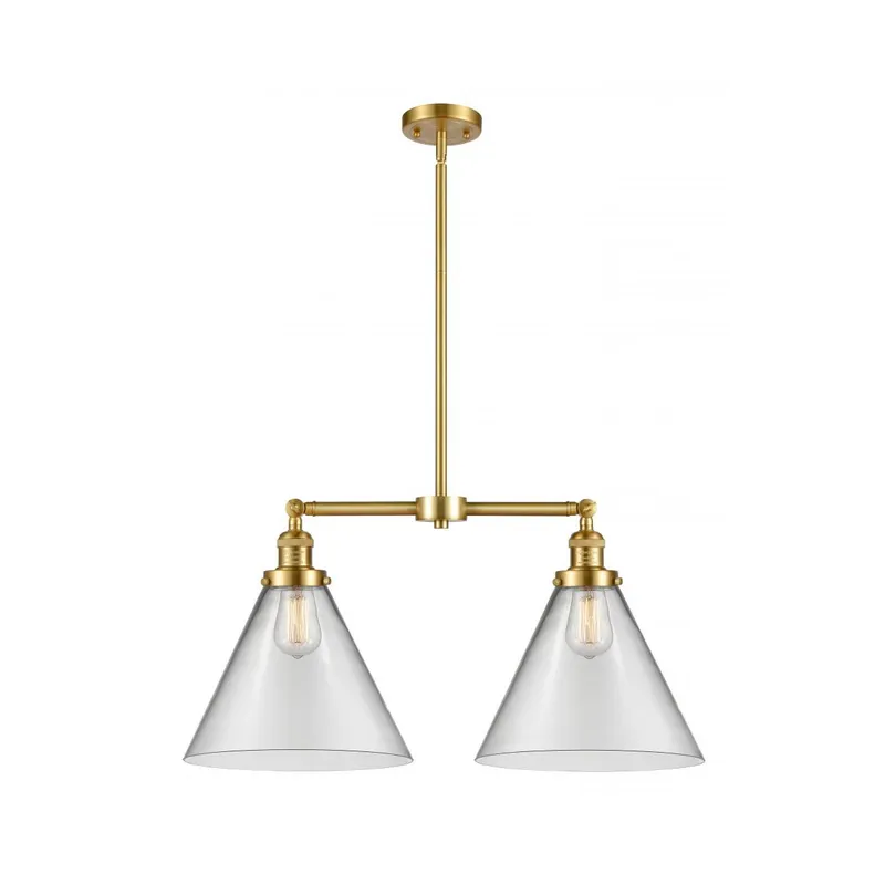 Franklin Restoration X-Large Cone LED 21 inch Satin Gold Chandelier Ceiling Light in Clear Glass, Franklin Restoration