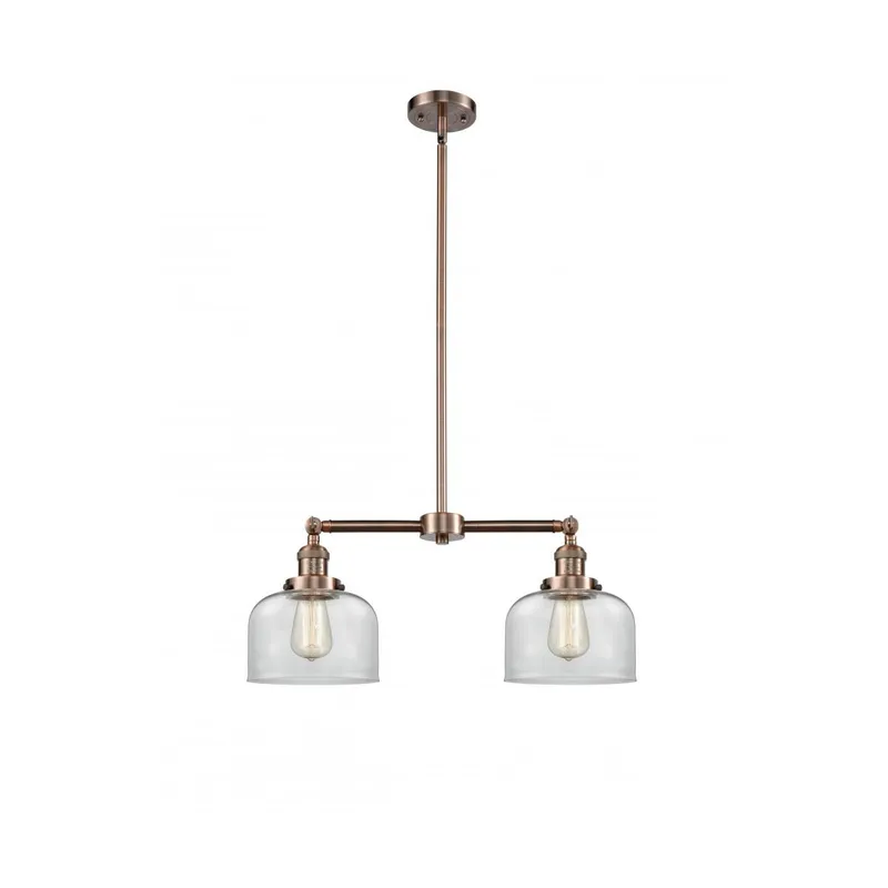 Franklin Restoration Large Bell LED 21 inch Antique Copper Chandelier Ceiling Light in Clear Glass, Franklin Restoration