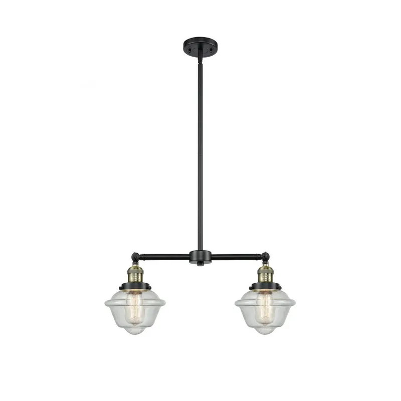 Franklin Restoration Small Oxford LED 24 inch Black Antique Brass Chandelier Ceiling Light in Seedy Glass, Franklin Restoration