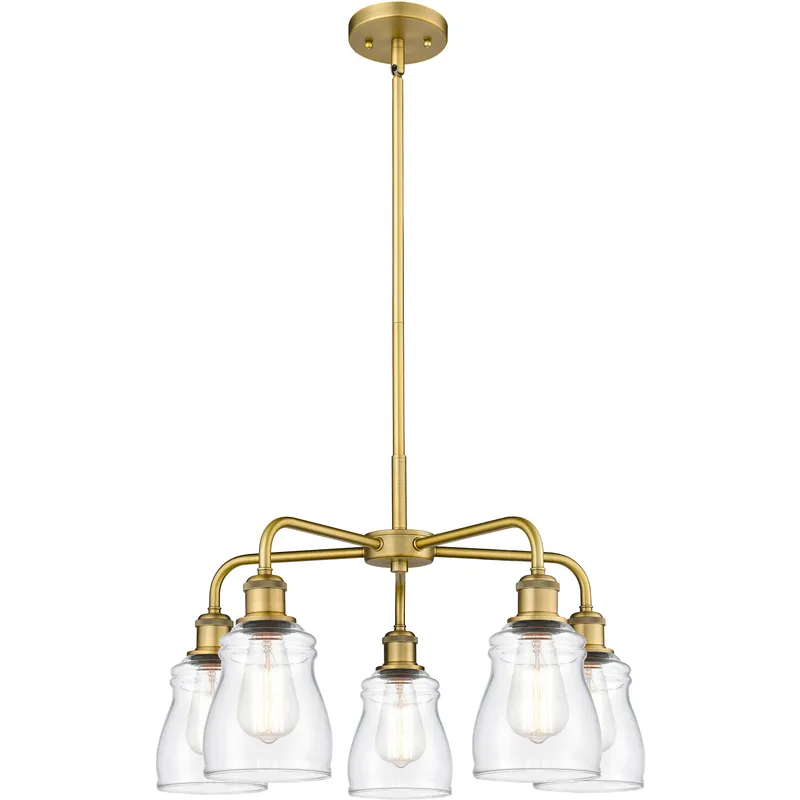Ellery 5 Light 22.75 inch Brushed Brass Chandelier Ceiling Light in Clear