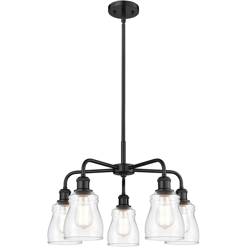 Ellery 5 Light 22.75 inch Matte Black Chandelier Ceiling Light in Clear