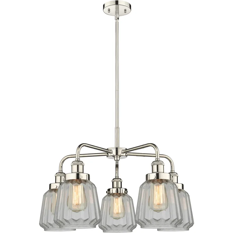 Chatham 5 Light 24.5 inch Polished Nickel Chandelier Ceiling Light in Clear Glass