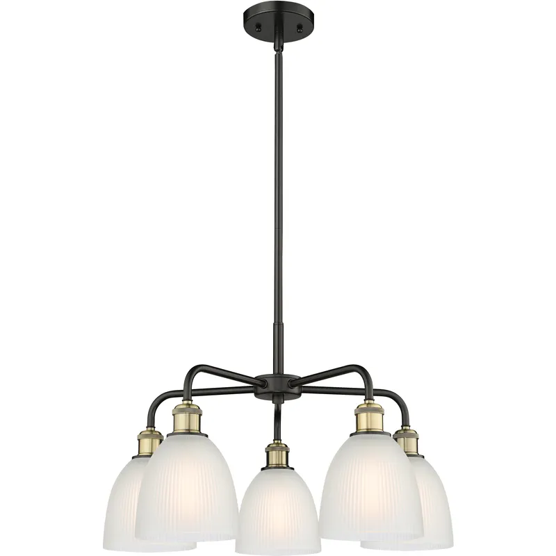 Castile 5 Light 24 inch Black Antique Brass Chandelier Ceiling Light in White Glass