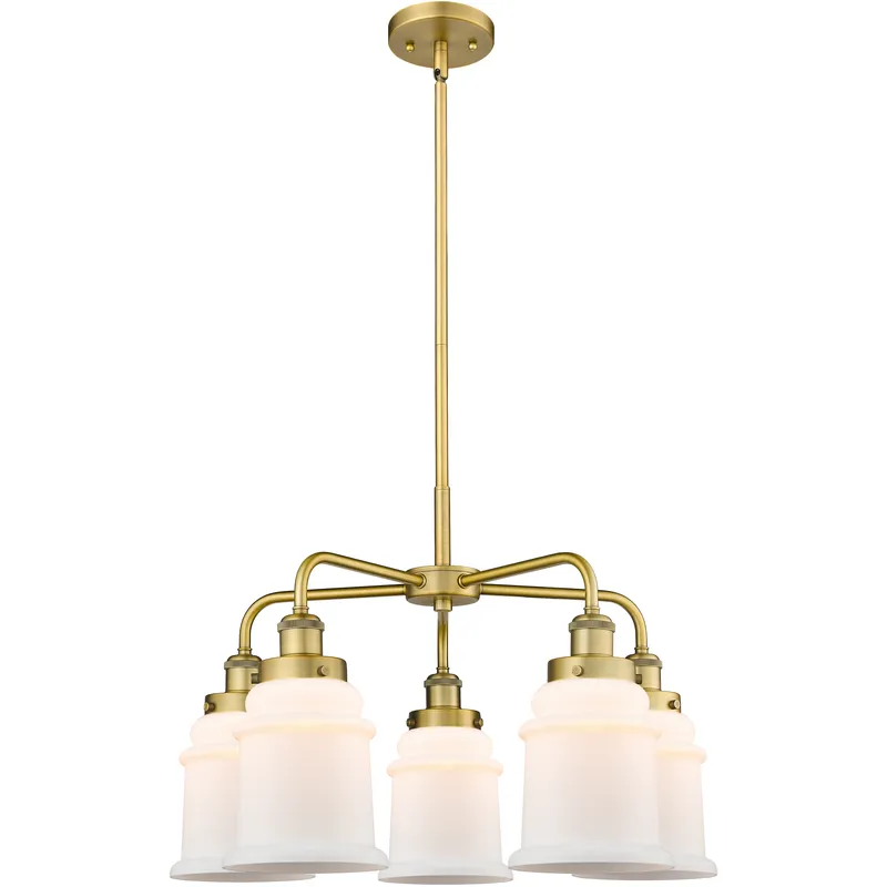 Canton 5 Light 24 inch Brushed Brass Chandelier Ceiling Light in Matte White Glass
