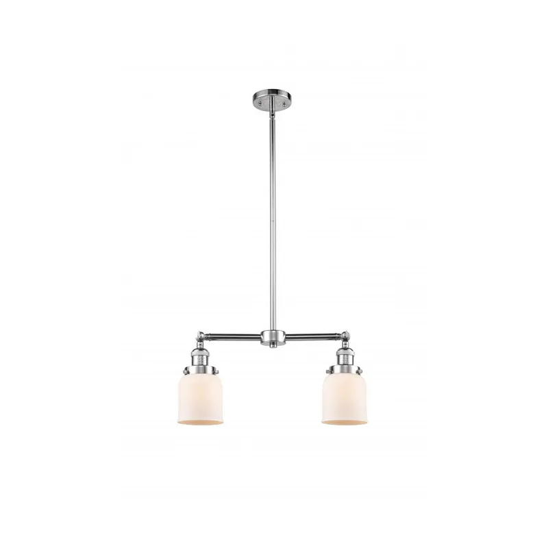 Franklin Restoration Small Bell 2 Light 21 inch Polished Chrome Chandelier Ceiling Light in Matte White Glass, Franklin Restoration