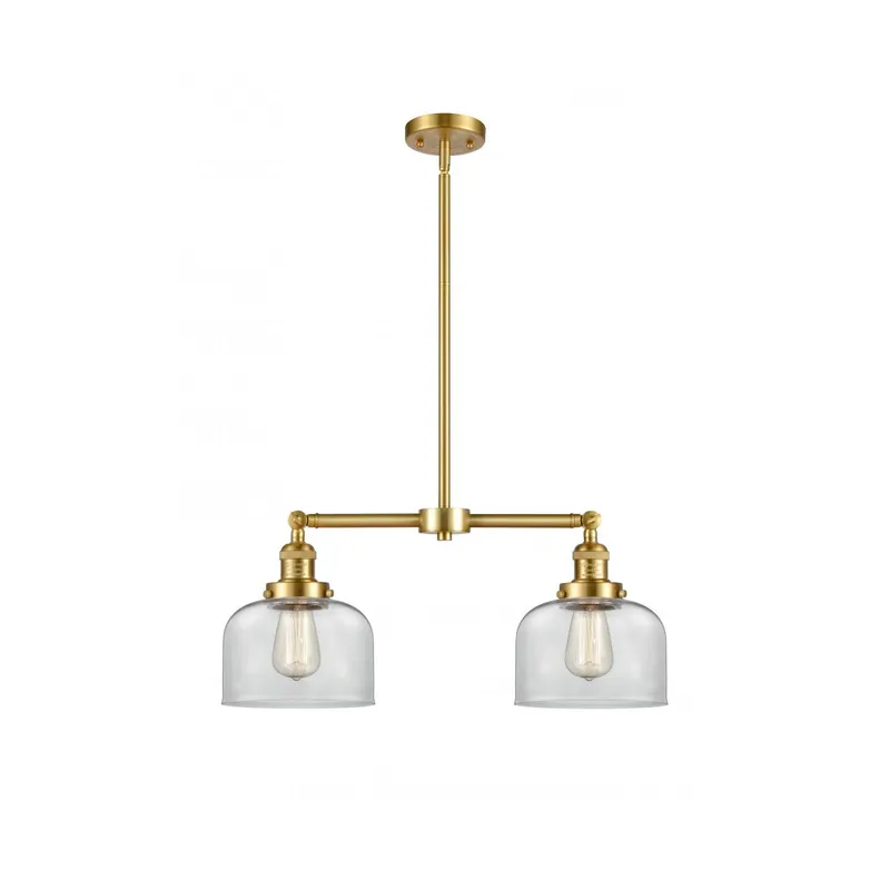 Franklin Restoration Large Bell LED 21 inch Satin Gold Chandelier Ceiling Light in Clear Glass, Franklin Restoration