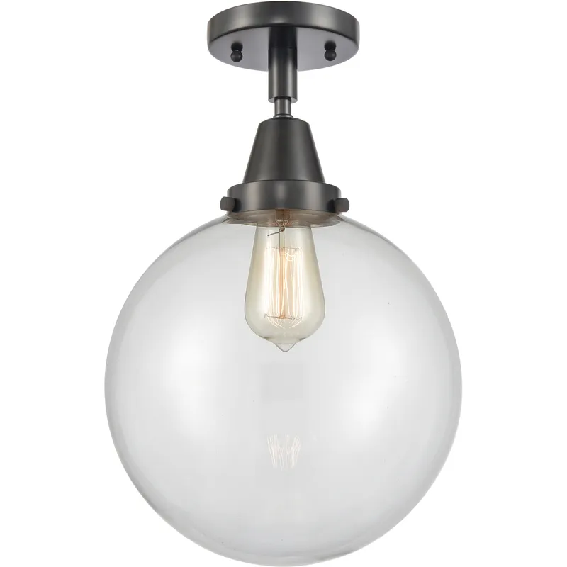 Downtown Urban Beacon 1 Light 10 inch Matte Black Flush Mount Ceiling Light in Incandescent, Clear