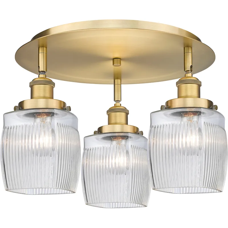 Colton 3 Light 17.25 inch Brushed Brass Flush Mount Ceiling Light
