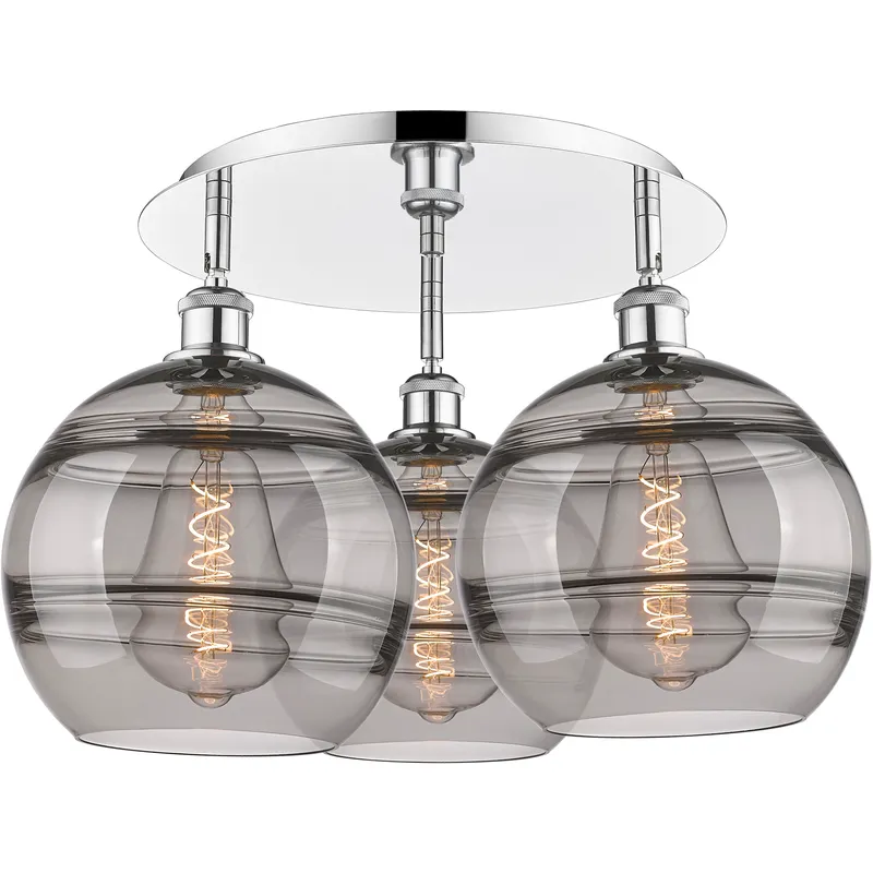 Ballston Rochester 3 Light 21.75 inch Polished Chrome Flush Mount Ceiling Light