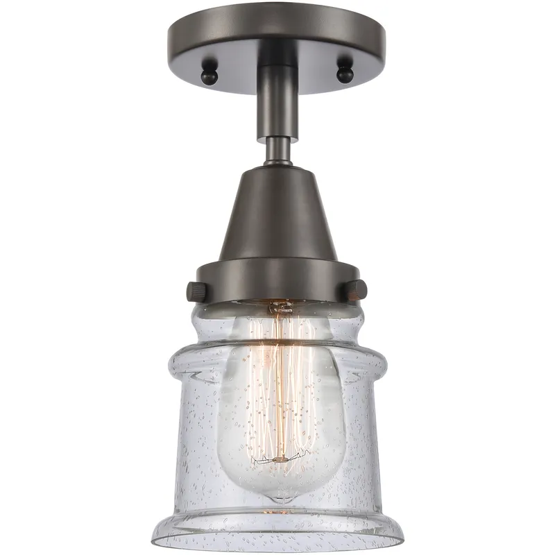 Franklin Restoration Small Canton LED 6 inch Oil Rubbed Bronze Flush Mount Ceiling Light in Seedy Glass
