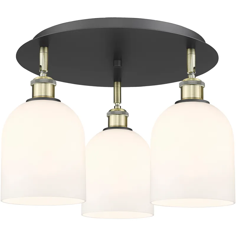 Ballston Bella 3 Light 17.25 inch Black Antique Brass Flush Mount Ceiling Light