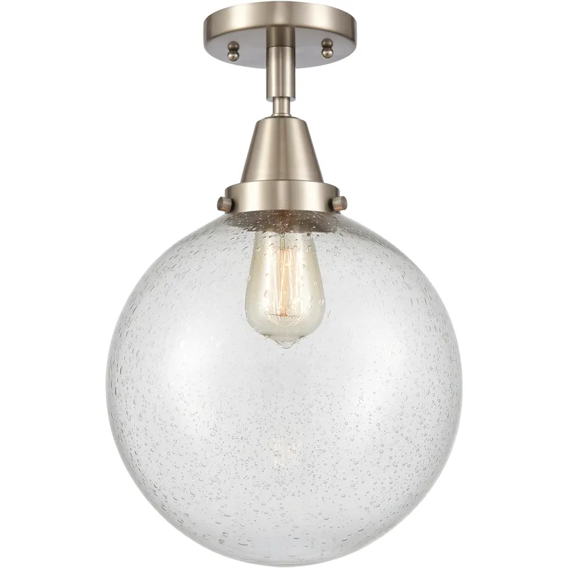 Downtown Urban Beacon 1 Light 10 inch Brushed Satin Nickel Flush Mount Ceiling Light in Incandescent, Seedy