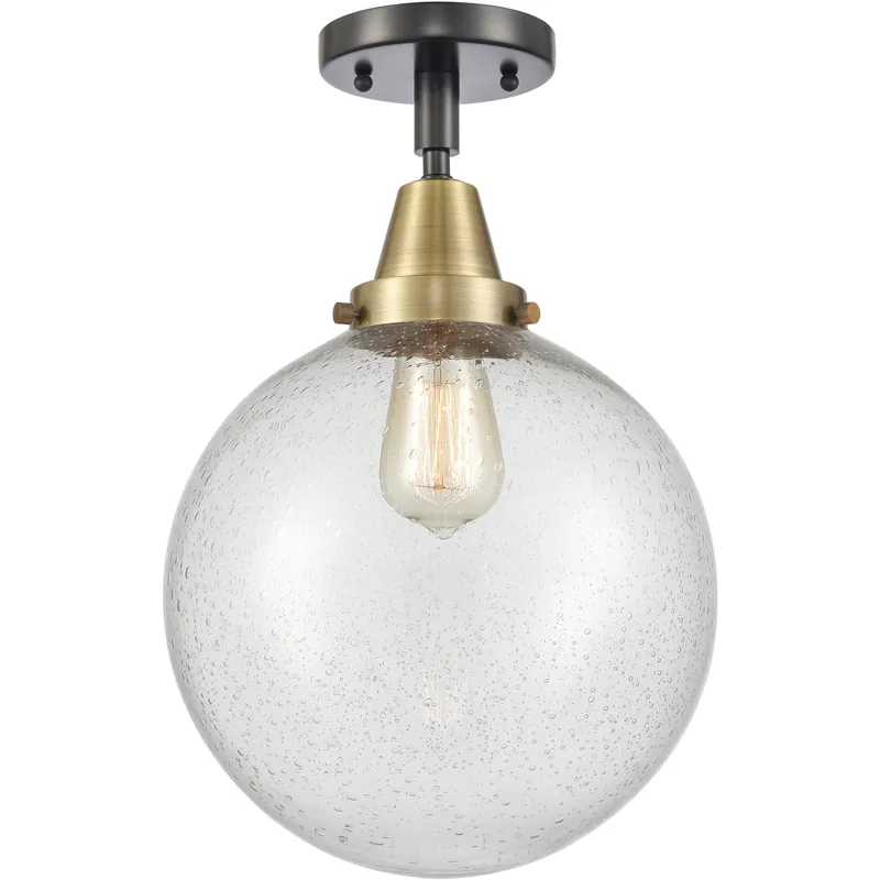 Downtown Urban Beacon 1 Light 10 inch Black Antique Brass Flush Mount Ceiling Light in Incandescent, Seedy