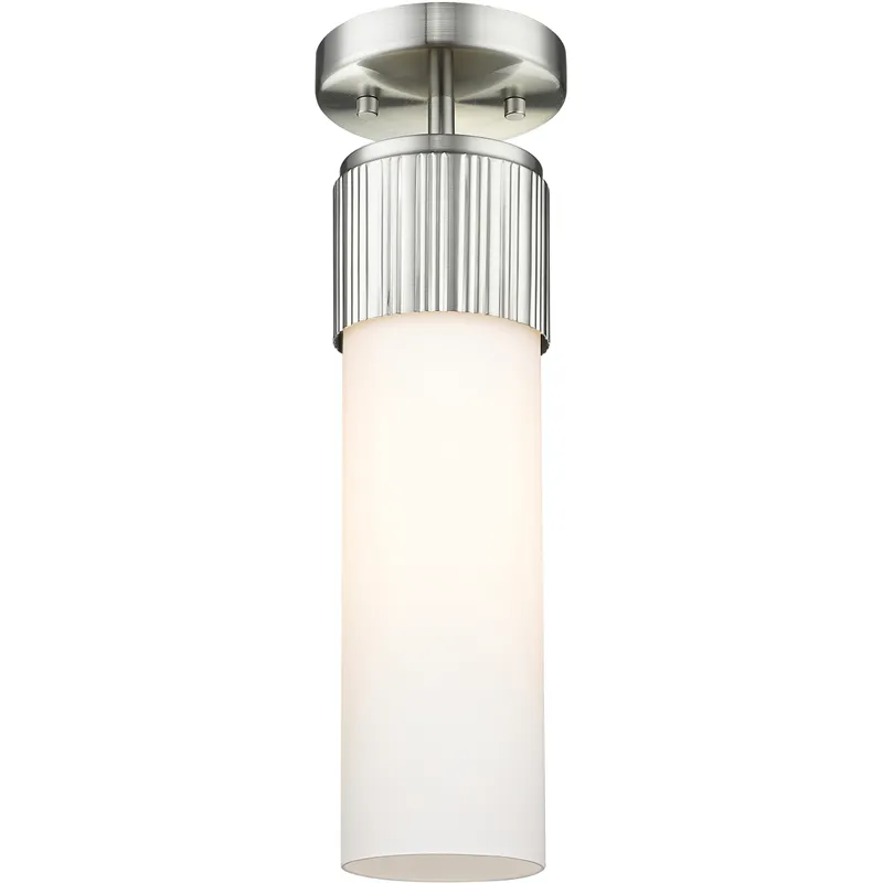 Bolivar 1 Light 4 inch Satin Nickel Flush Mount Ceiling Light in Matte White Glass