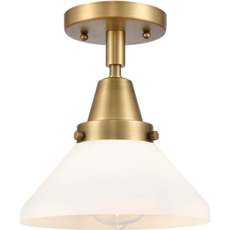 Franklin Restoration Caden LED 8 inch Brushed Brass Flush Mount Ceiling Light in Matte White Glass
