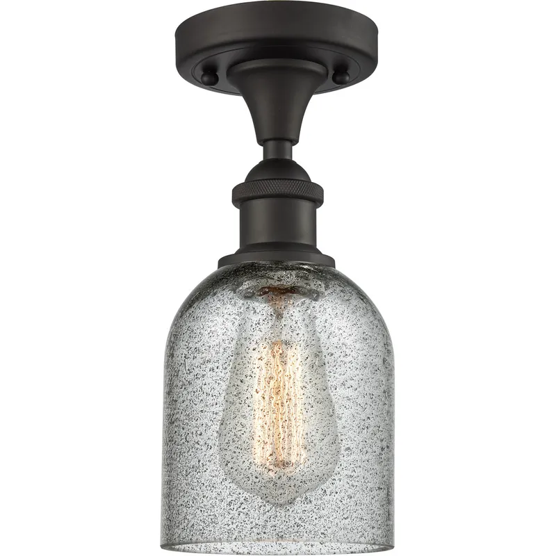 Ballston Caledonia LED 5 inch Oil Rubbed Bronze Semi-Flush Mount Ceiling Light in Charcoal Glass, Ballston