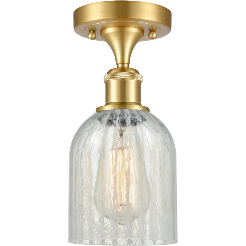 Ballston Caledonia LED 5 inch Satin Gold Semi-Flush Mount Ceiling Light in Mouchette Glass, Ballston