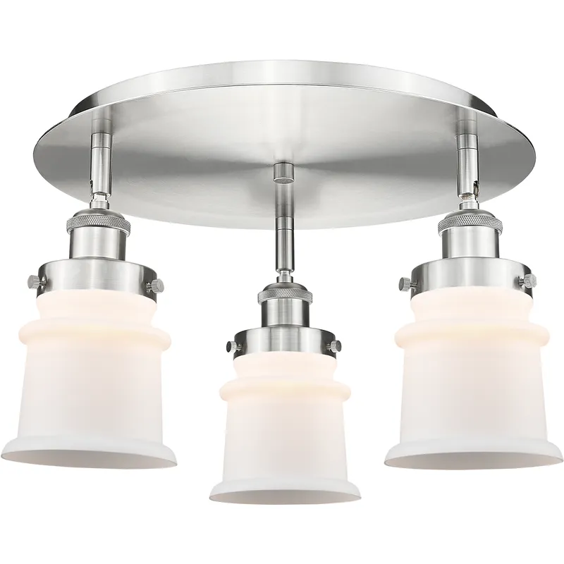 Canton 3 Light 17 inch Satin Nickel Flush Mount Ceiling Light in Matte White