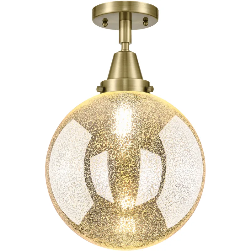 Downtown Urban Beacon 1 Light 10 inch Antique Brass Flush Mount Ceiling Light in Incandescent, Mercury