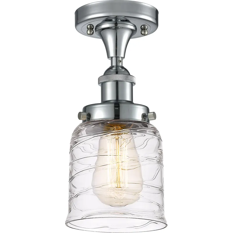 Ballston Bell LED 5 inch Polished Chrome Semi-Flush Mount Ceiling Light in Clear with Cage
