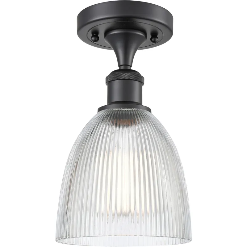 Edison Castile 1 Light 6 inch Matte Black Semi-Flush Mount Ceiling Light in Clear Glass