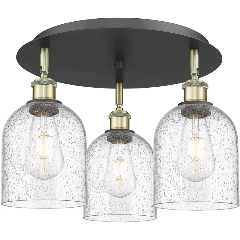 Ballston Bella 3 Light 17.25 inch Black Antique Brass Flush Mount Ceiling Light