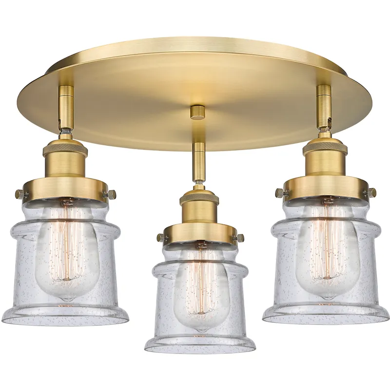 Canton 3 Light 17 inch Brushed Brass Flush Mount Ceiling Light in Seedy
