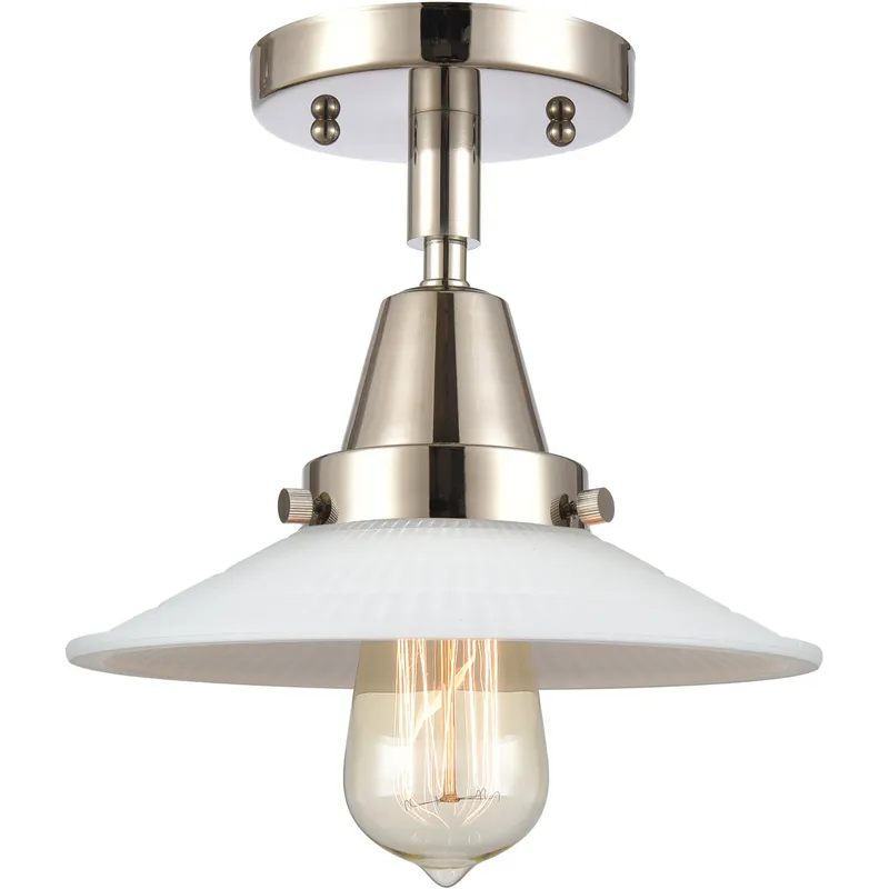 Franklin Restoration Halophane 1 Light 9 inch Polished Nickel Flush Mount Ceiling Light in Matte White Halophane Glass