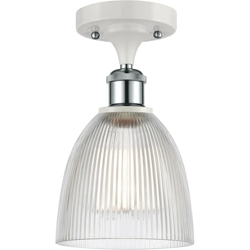 Ballston Castile LED 6 inch White and Polished Chrome Semi-Flush Mount Ceiling Light in Clear Glass, Ballston
