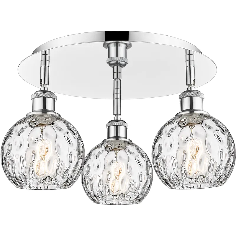 Athens Water Glass 3 Light 17.63 inch Polished Chrome Flush Mount Ceiling Light