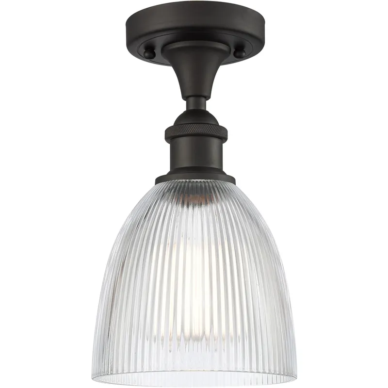 Ballston Castile LED 6 inch Oil Rubbed Bronze Semi-Flush Mount Ceiling Light in Clear Glass, Ballston
