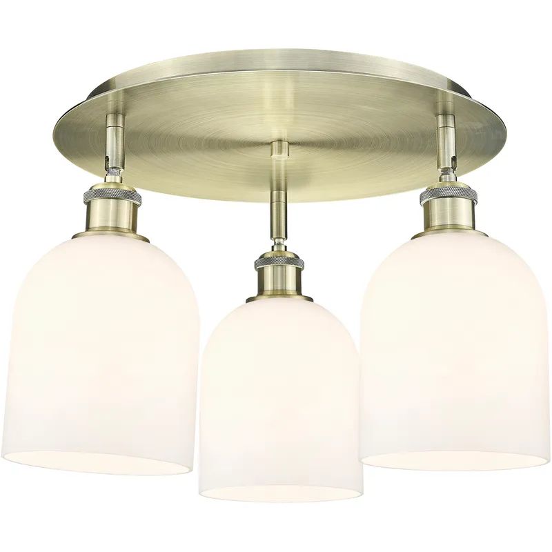 Ballston Bella 3 Light 17.25 inch Antique Brass Flush Mount Ceiling Light