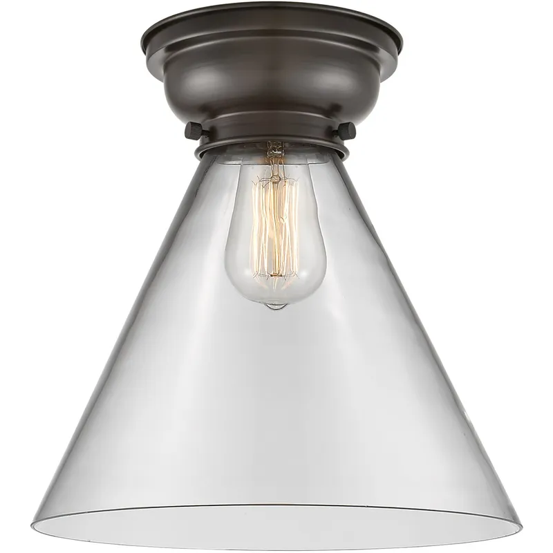 Aditi X-Large Cone LED 12 inch Oil Rubbed Bronze Flush Mount Ceiling Light in Clear Glass, Aditi