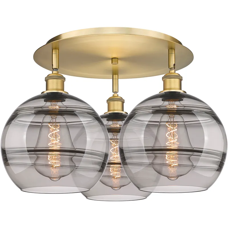 Ballston Rochester 3 Light 21.75 inch Brushed Brass Flush Mount Ceiling Light