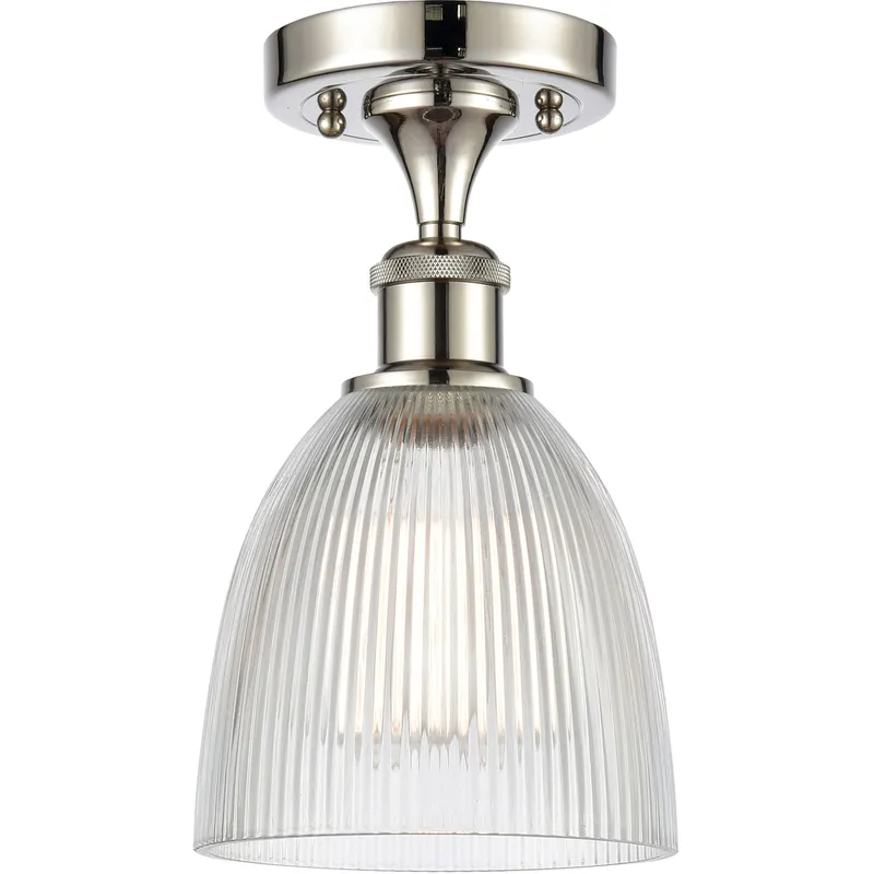 Ballston Castile LED 6 inch Polished Nickel Semi-Flush Mount Ceiling Light in Clear Glass, Ballston