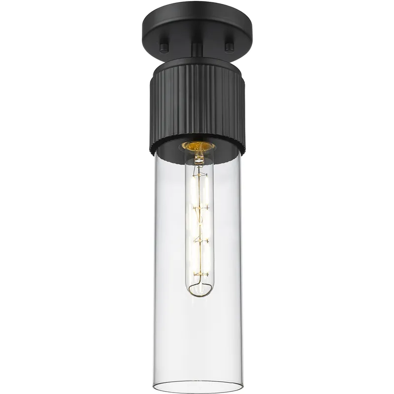 Bolivar 1 Light 4 inch Matte Black Flush Mount Ceiling Light in Clear Glass