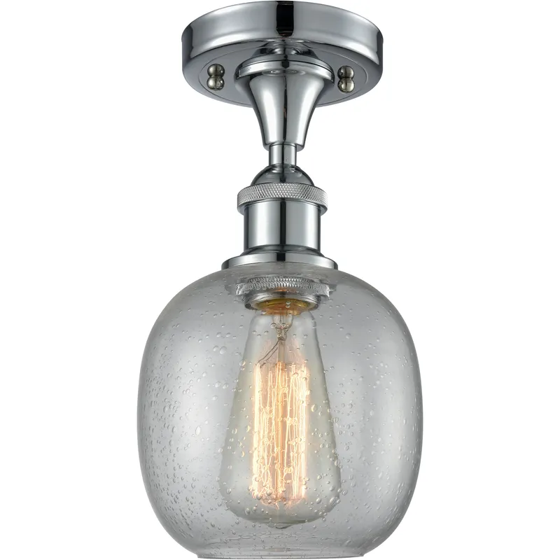 Edison Belfast 1 Light 6 inch Polished Chrome Semi-Flush Mount Ceiling Light in Seedy Glass, 2.1 lb