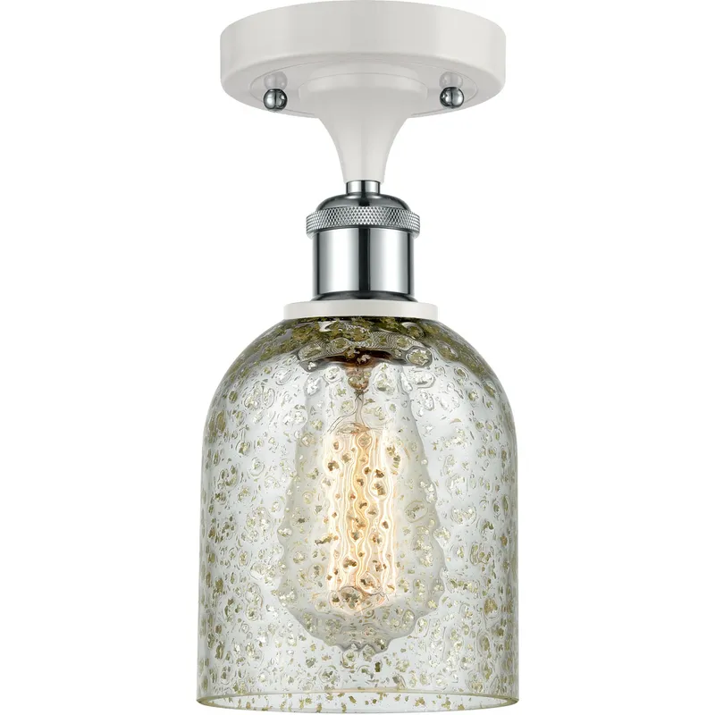 Ballston Caledonia LED 5 inch White and Polished Chrome Semi-Flush Mount Ceiling Light in Mica Glass, Ballston