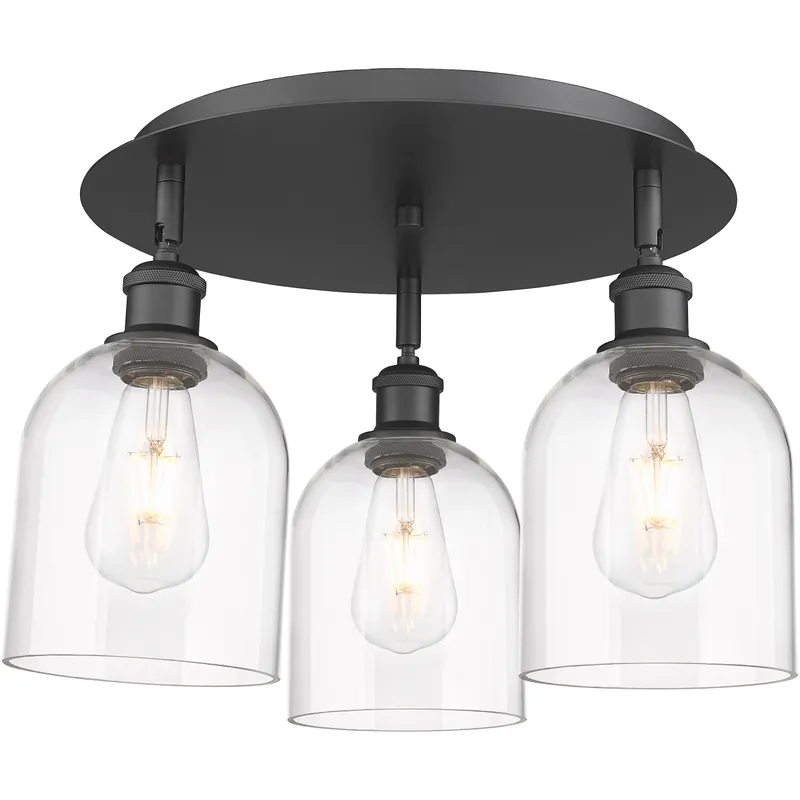 Ballston Bella 3 Light 17.25 inch Matte Black Flush Mount Ceiling Light