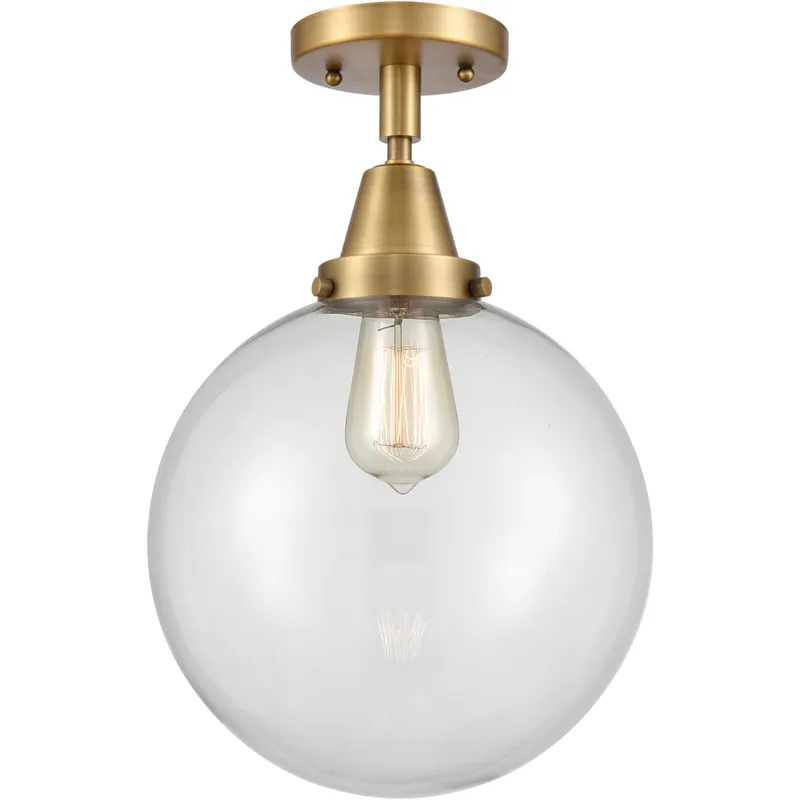 Downtown Urban Beacon 1 Light 10 inch Brushed Brass Flush Mount Ceiling Light in Incandescent, Clear