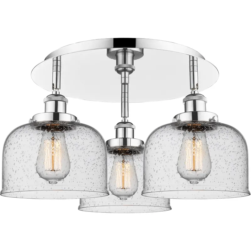 Bell 3 Light 19.75 inch Polished Chrome Flush Mount Ceiling Light in Seedy