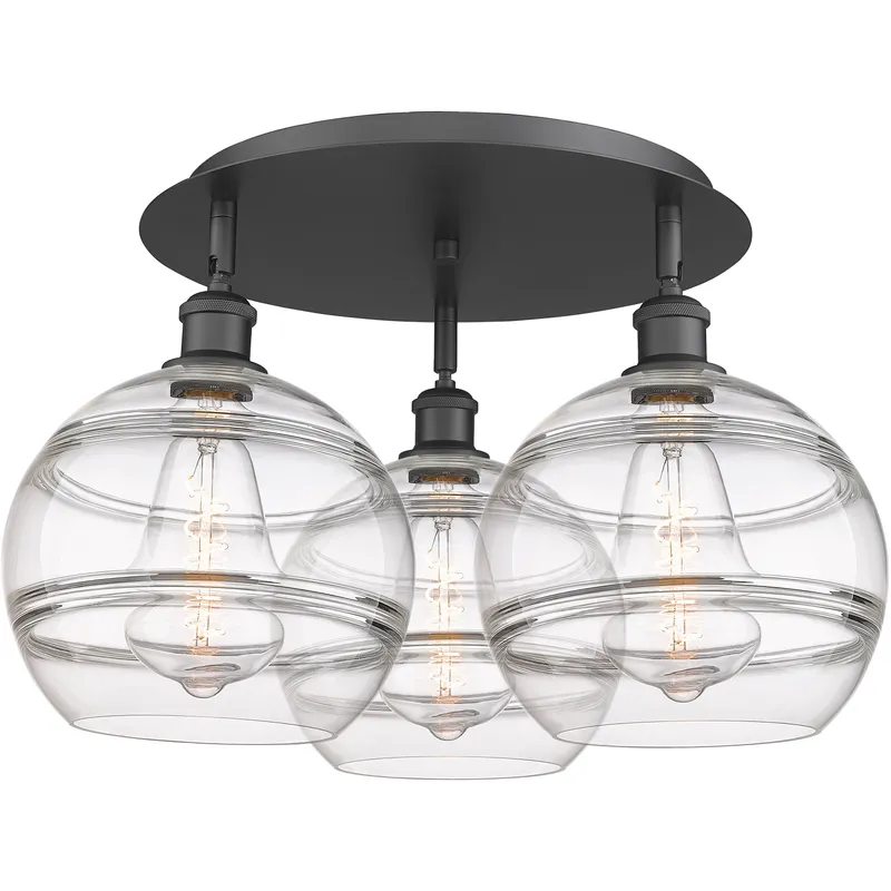 Ballston Rochester 3 Light 21.75 inch Matte Black Flush Mount Ceiling Light