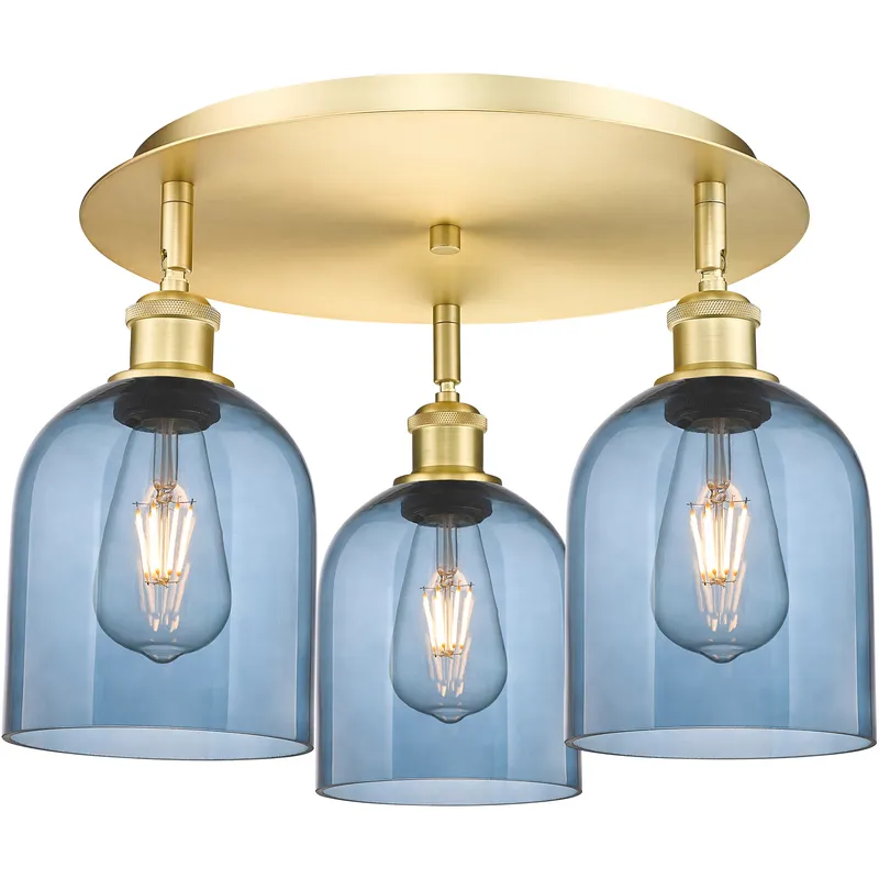 Ballston Bella 3 Light 17.25 inch Satin Gold Flush Mount Ceiling Light