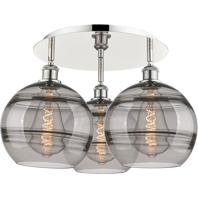 Ballston Rochester 3 Light 21.75 inch Polished Nickel Flush Mount Ceiling Light