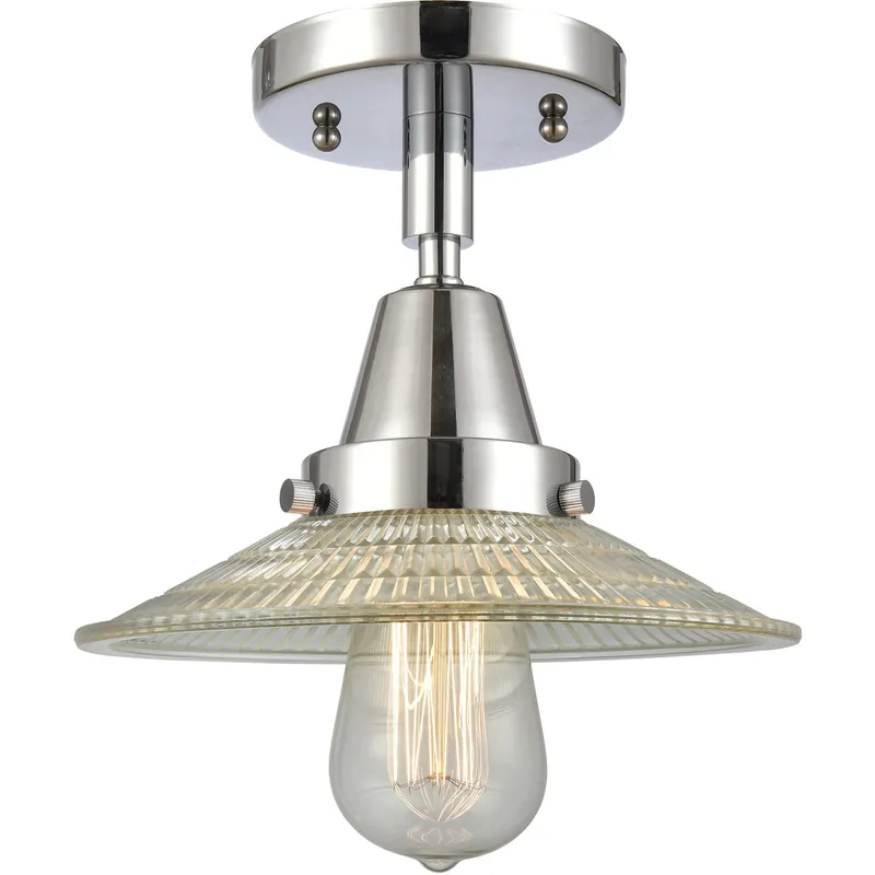 Franklin Restoration Halophane 1 Light 9 inch Polished Chrome Flush Mount Ceiling Light in Clear Halophane Glass